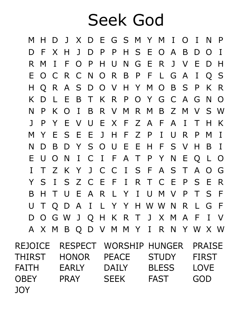 Seek God Word Search