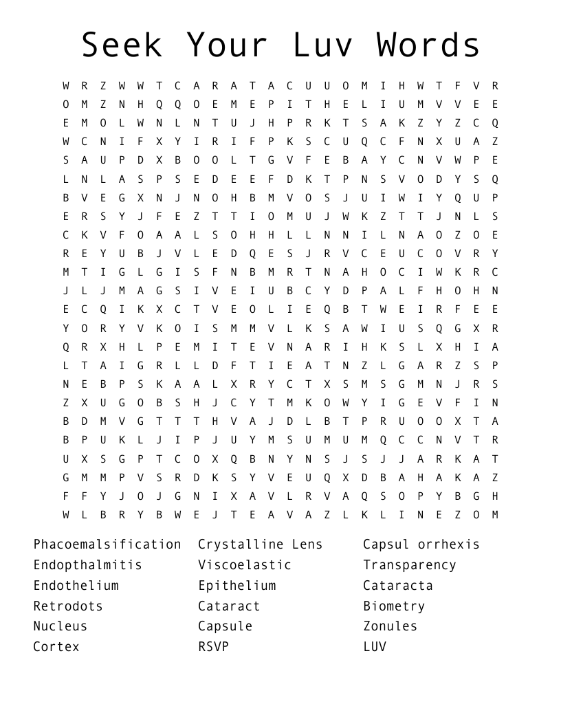 Seek Your Luv Words Word Search