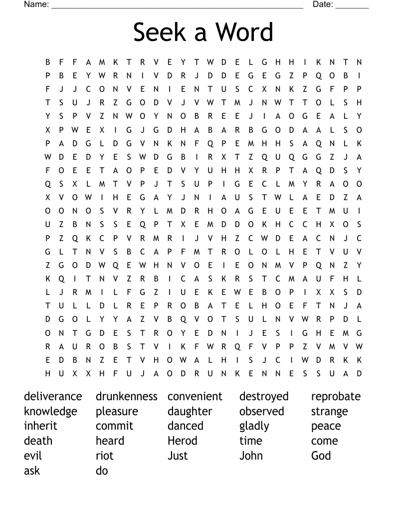 Seek a Word Word Search