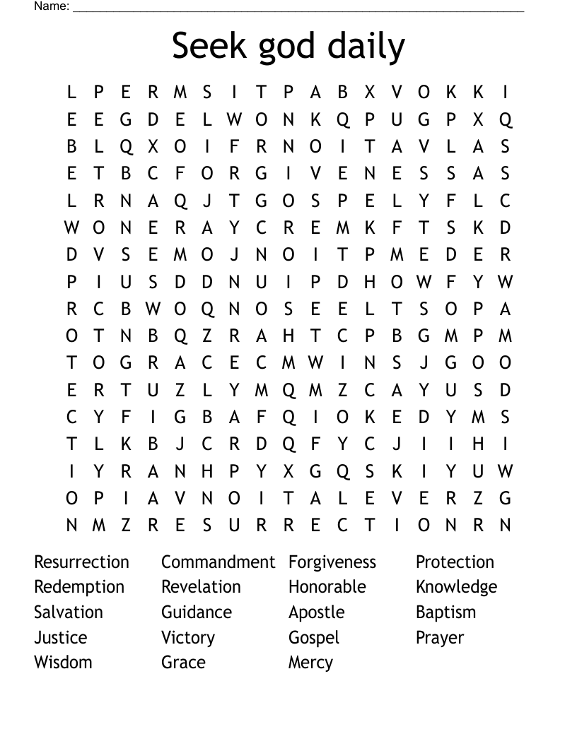 Seek god daily Word Search