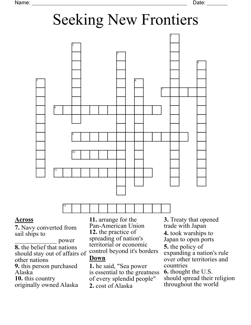 Seeking New Frontiers Crossword