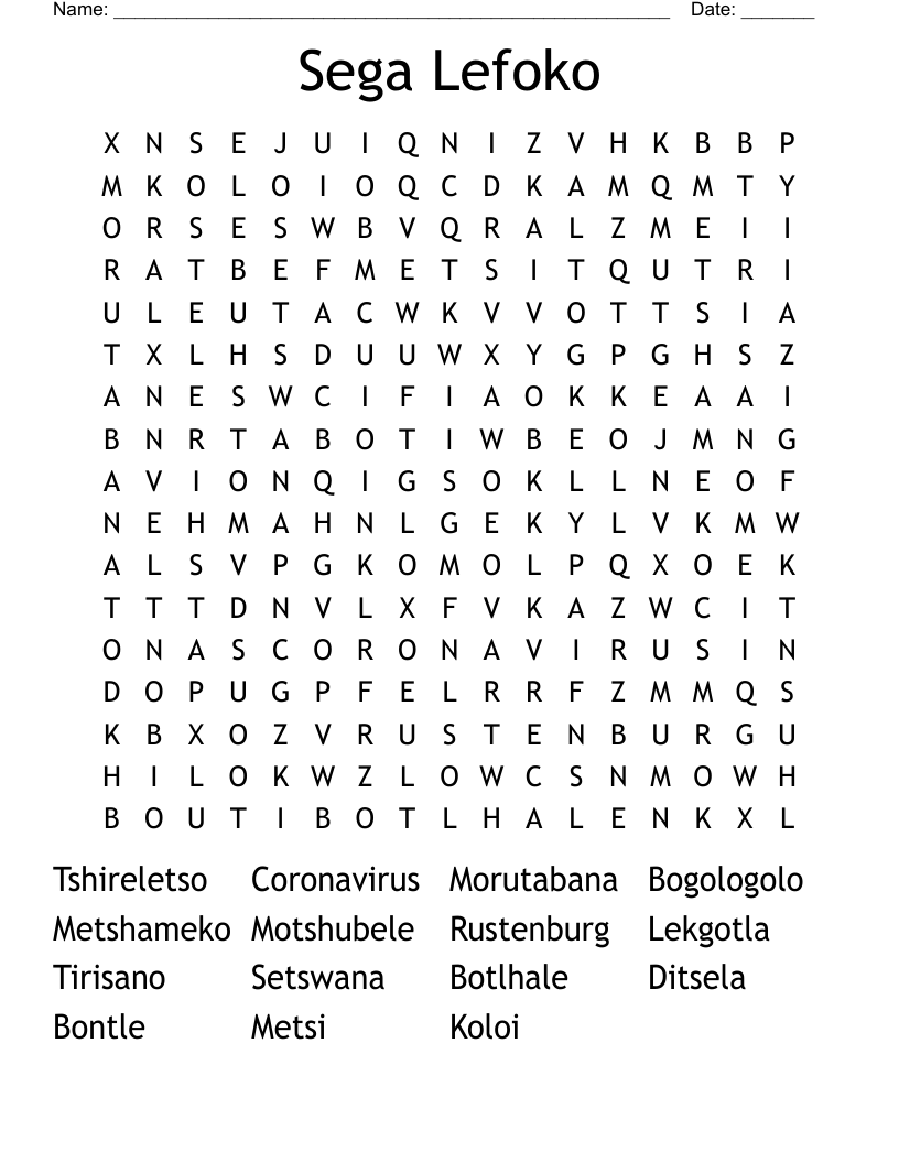 Sega Lefoko Word Search