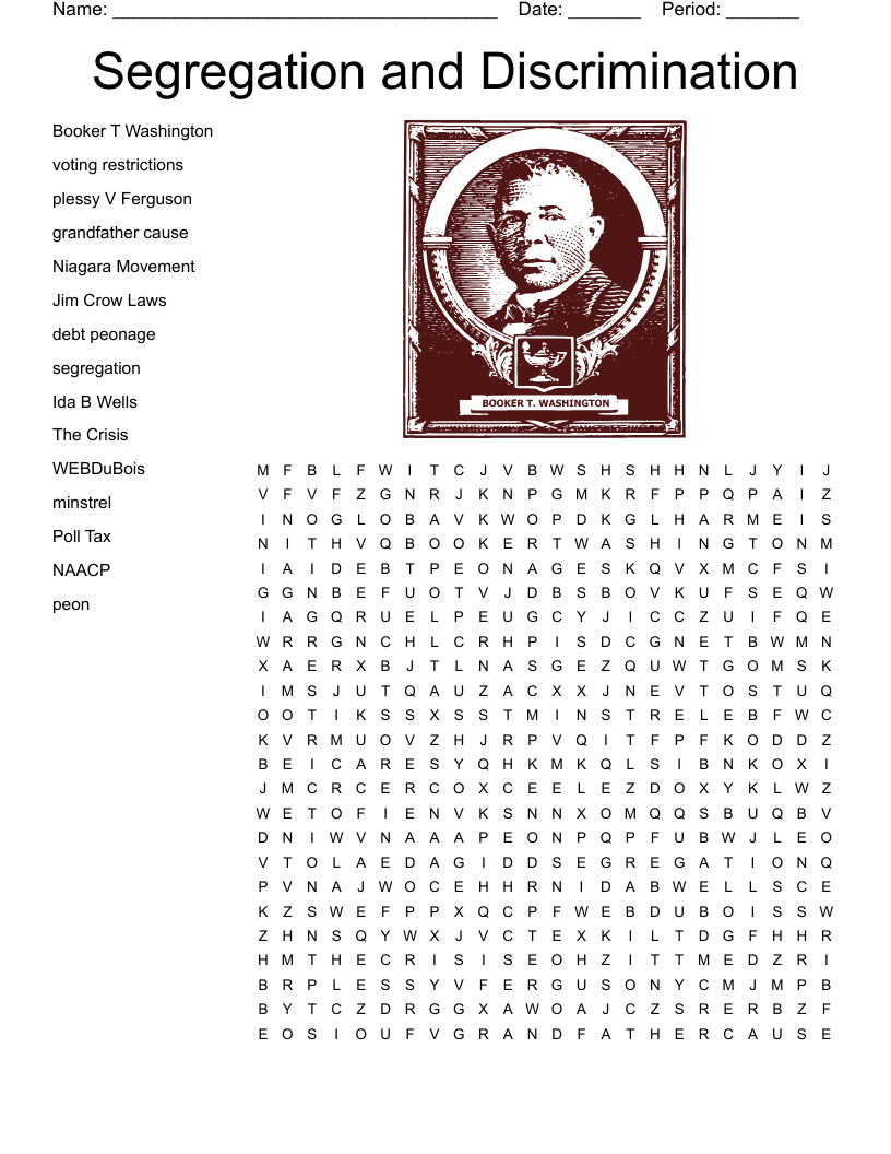 Segregation and Discrimination Word Search
