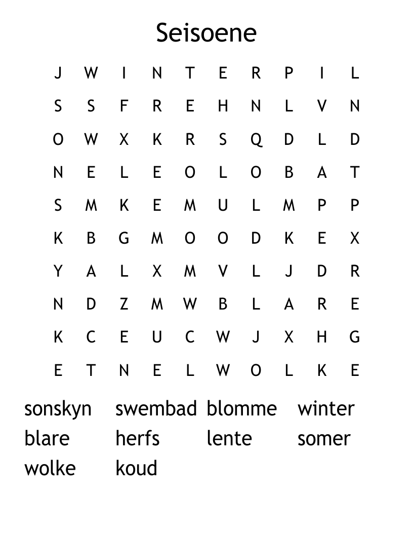 Seisoene Word Search