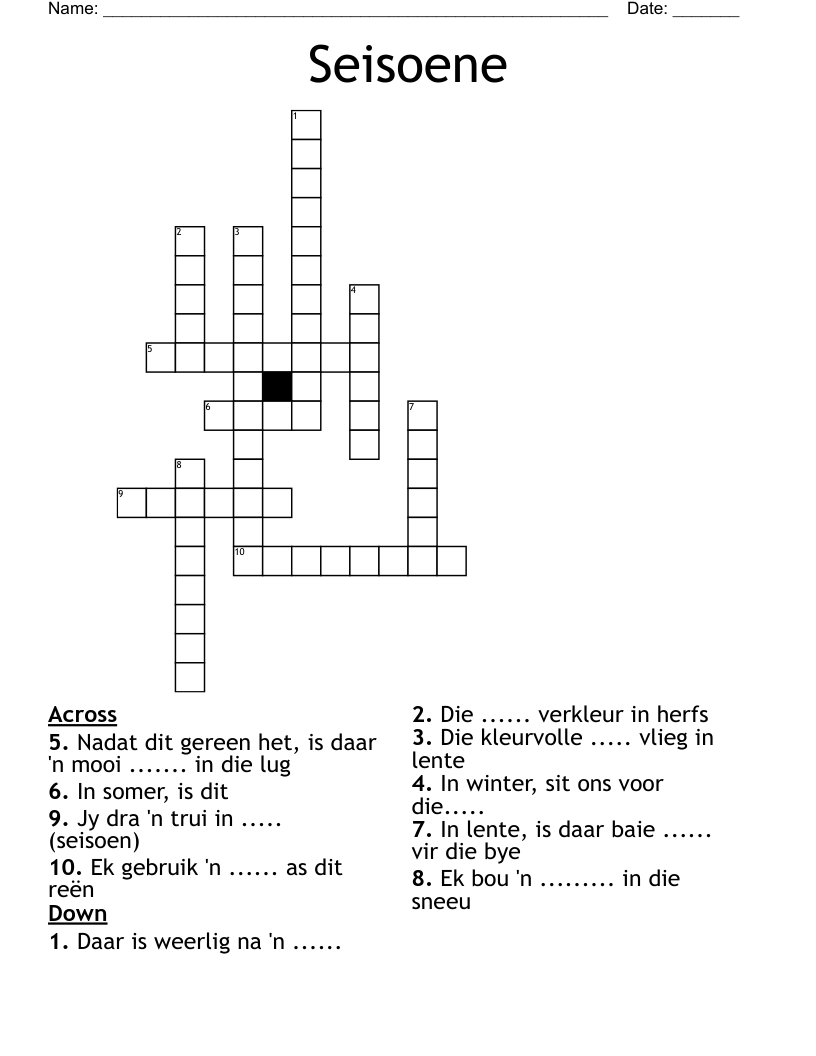 Seisoene Crossword
