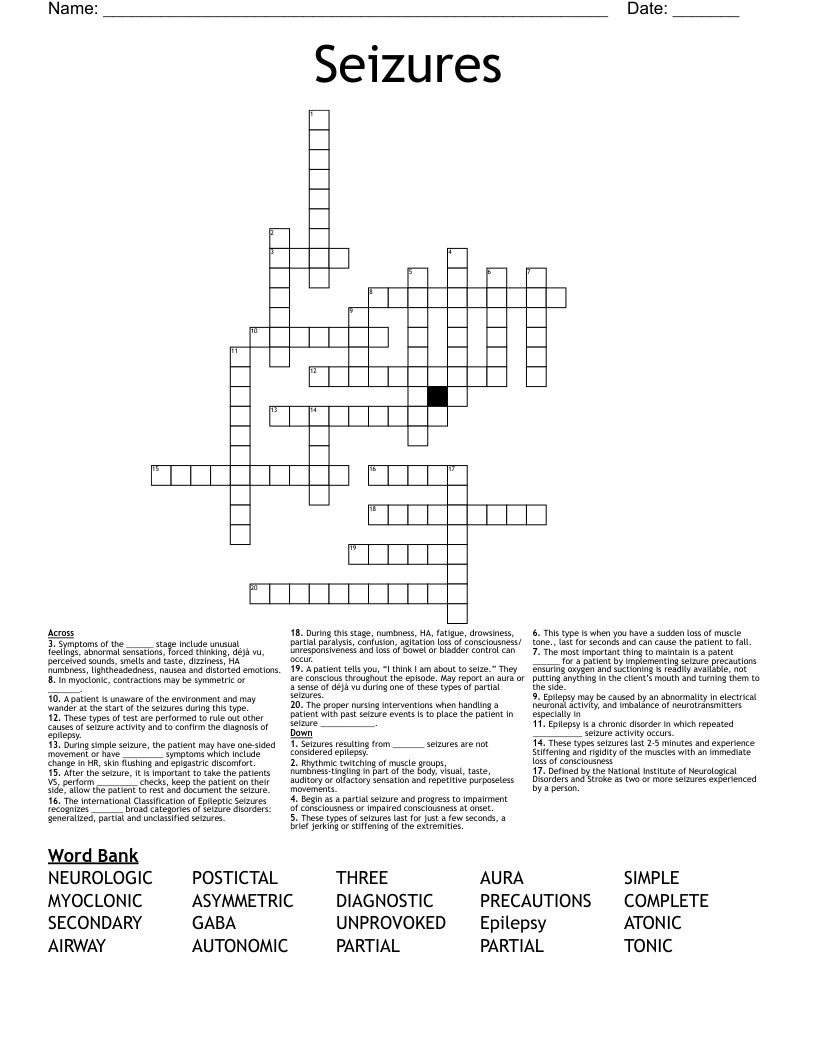 Seizures  Crossword