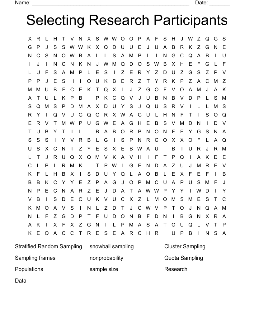 Selecting Research Participants Word Search