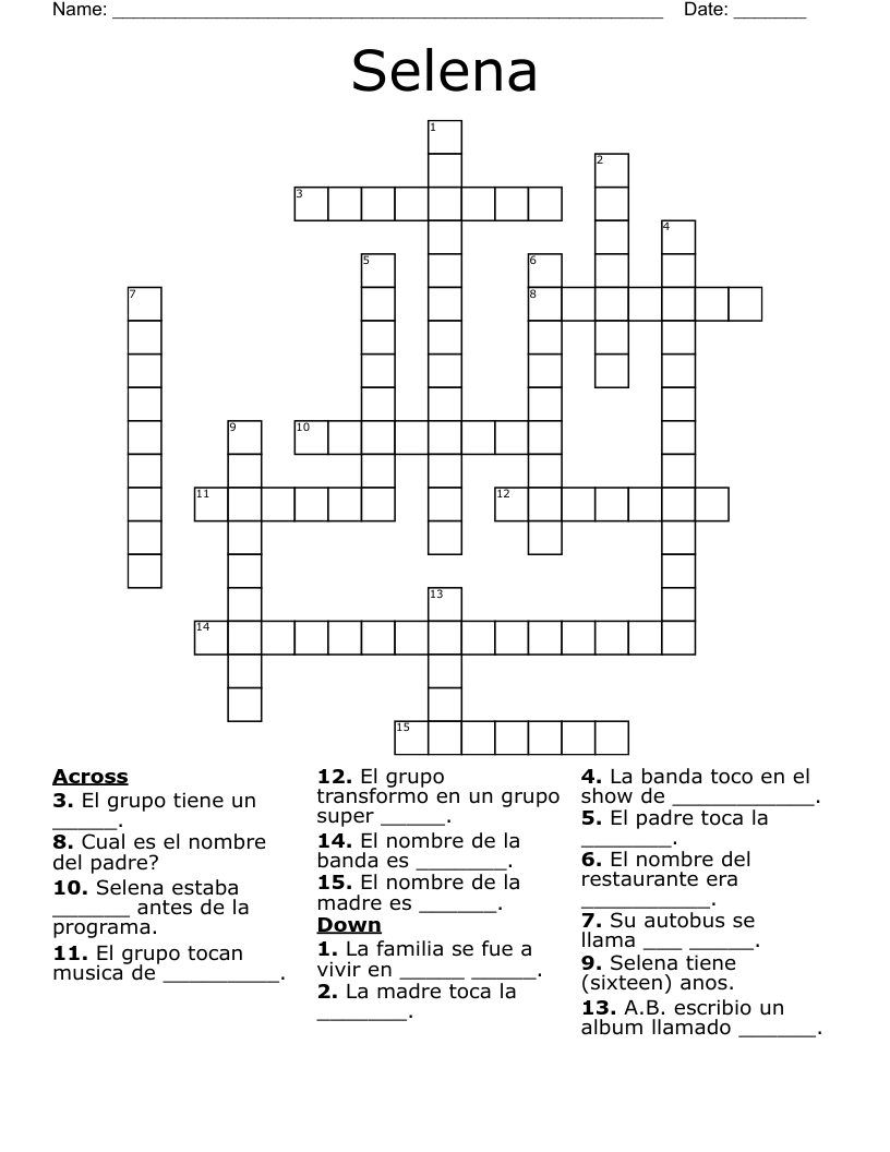 Selena Crossword