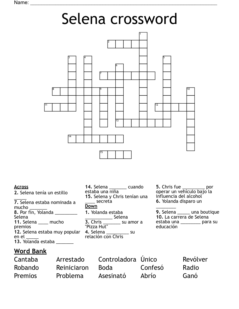 Selena crossword