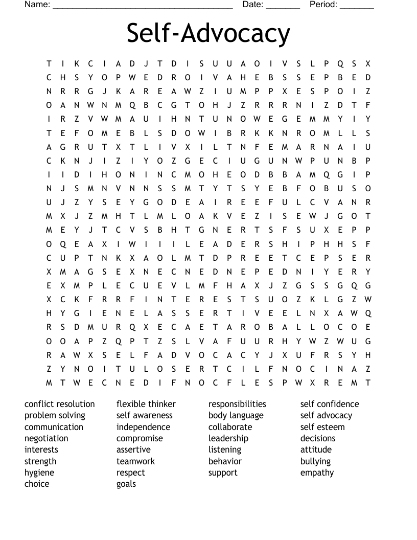 Self-Advocacy Word Search
