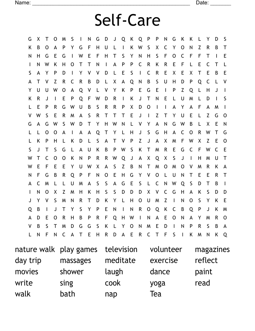 Self-Care Word Search