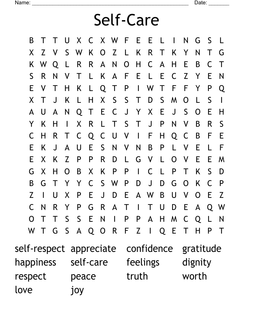 Self-Care Word Search
