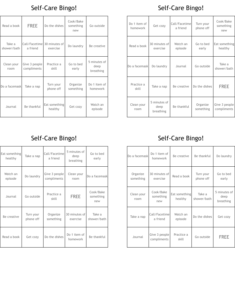 Self-Care Bingo!