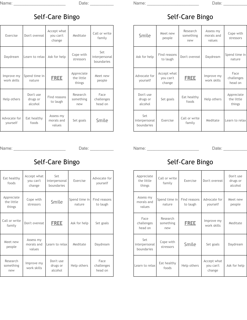 Self-Care Bingo
