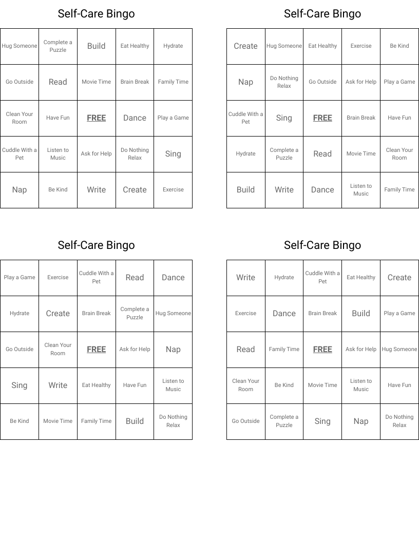 Self-Care Bingo