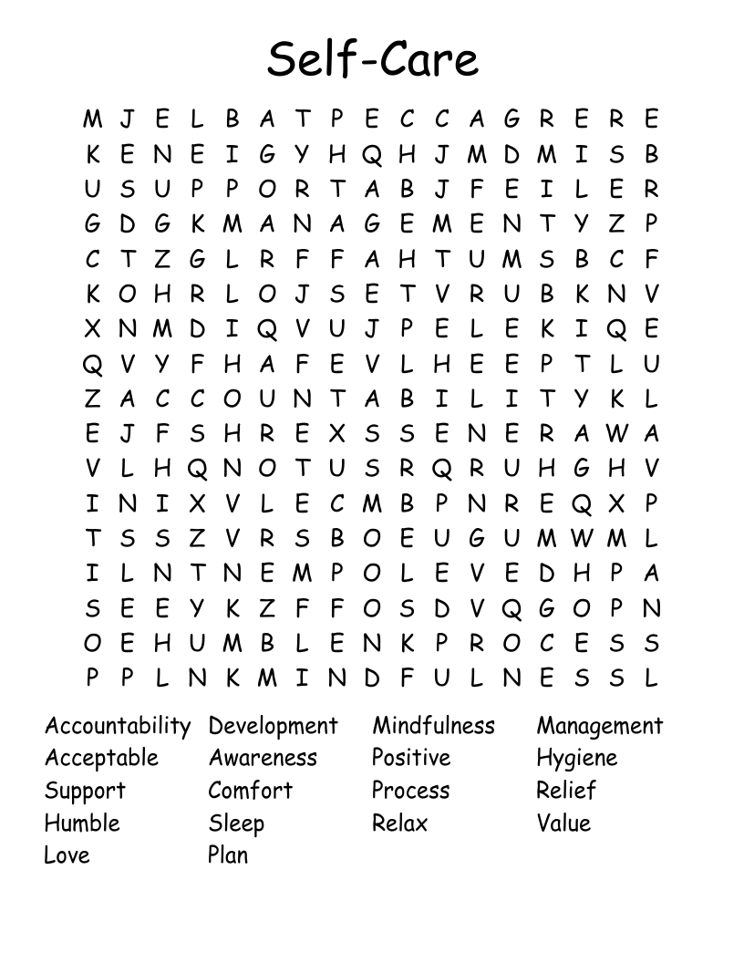 Self-Care  Word Search