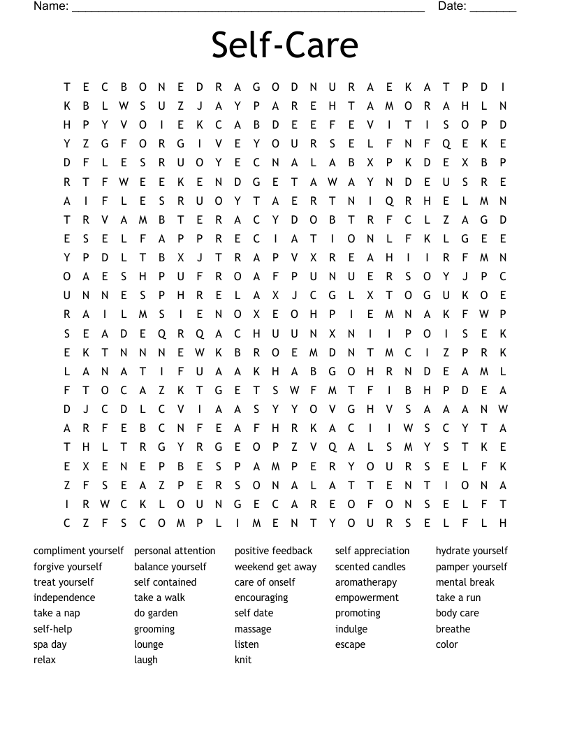 Self-Care  Word Search