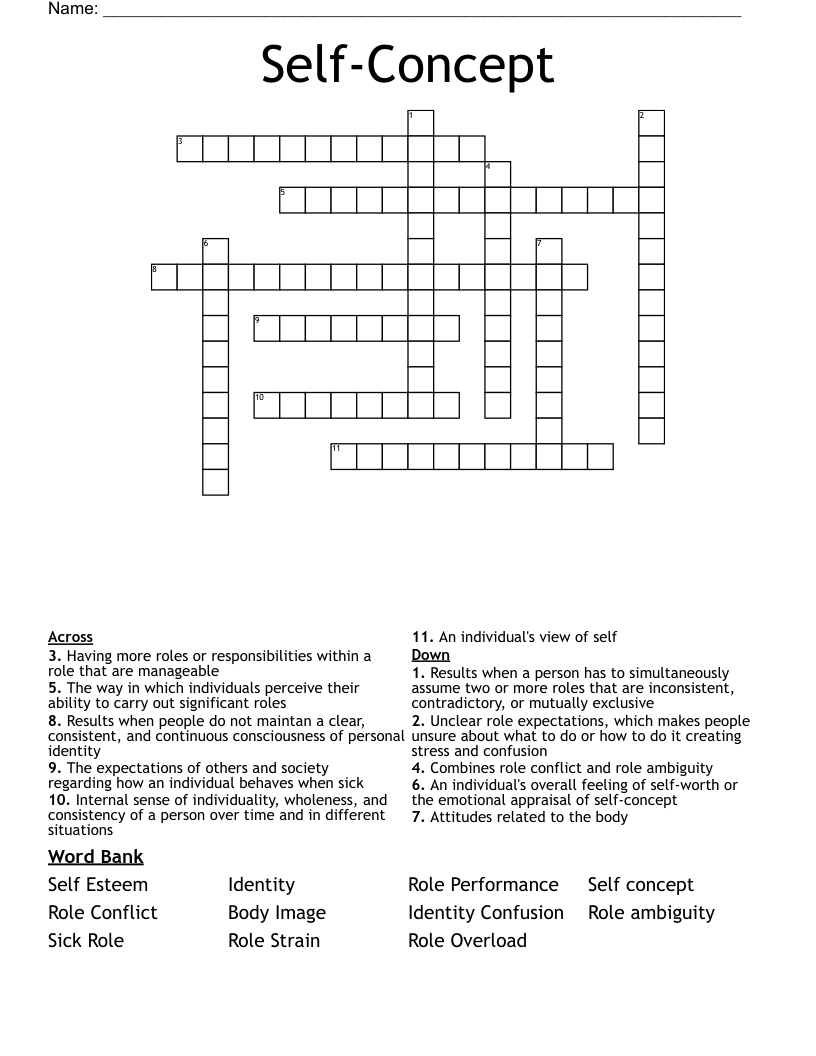 Self-Concept Crossword