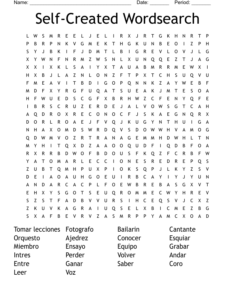 Self-Created Wordsearch