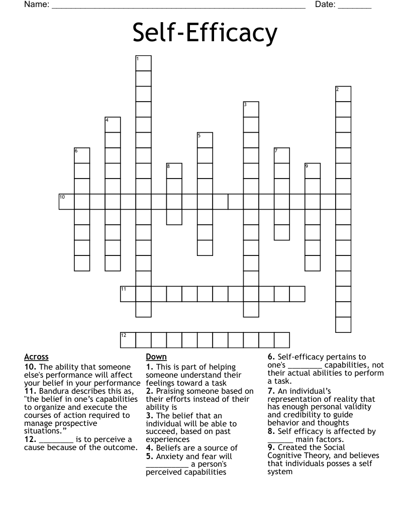 Self-Efficacy  Crossword