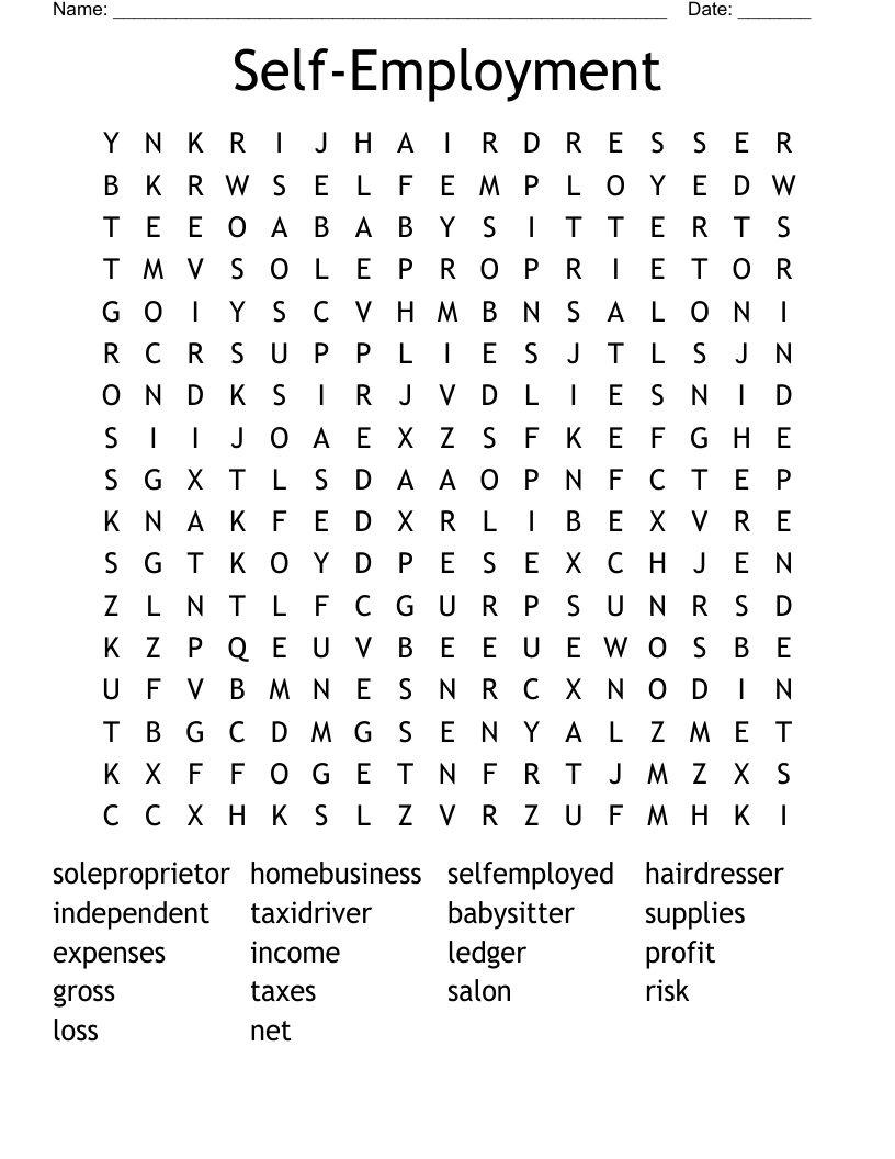Self-Employment Word Search