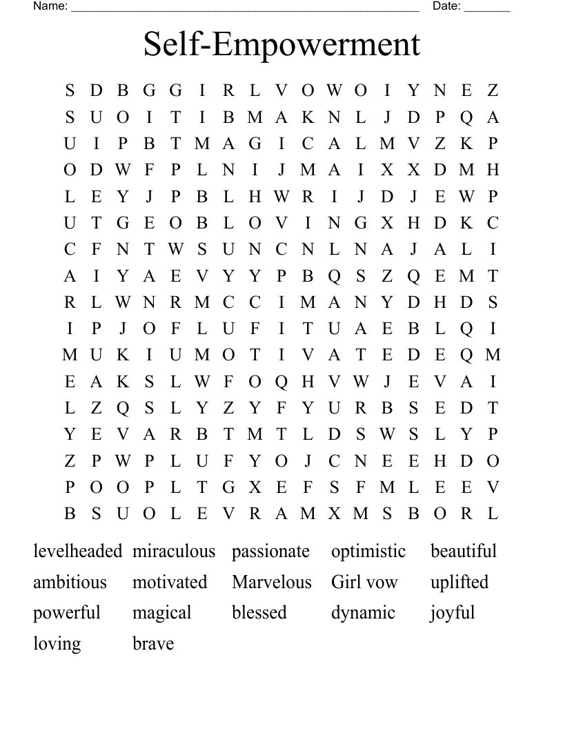 Self-Empowerment Word Search