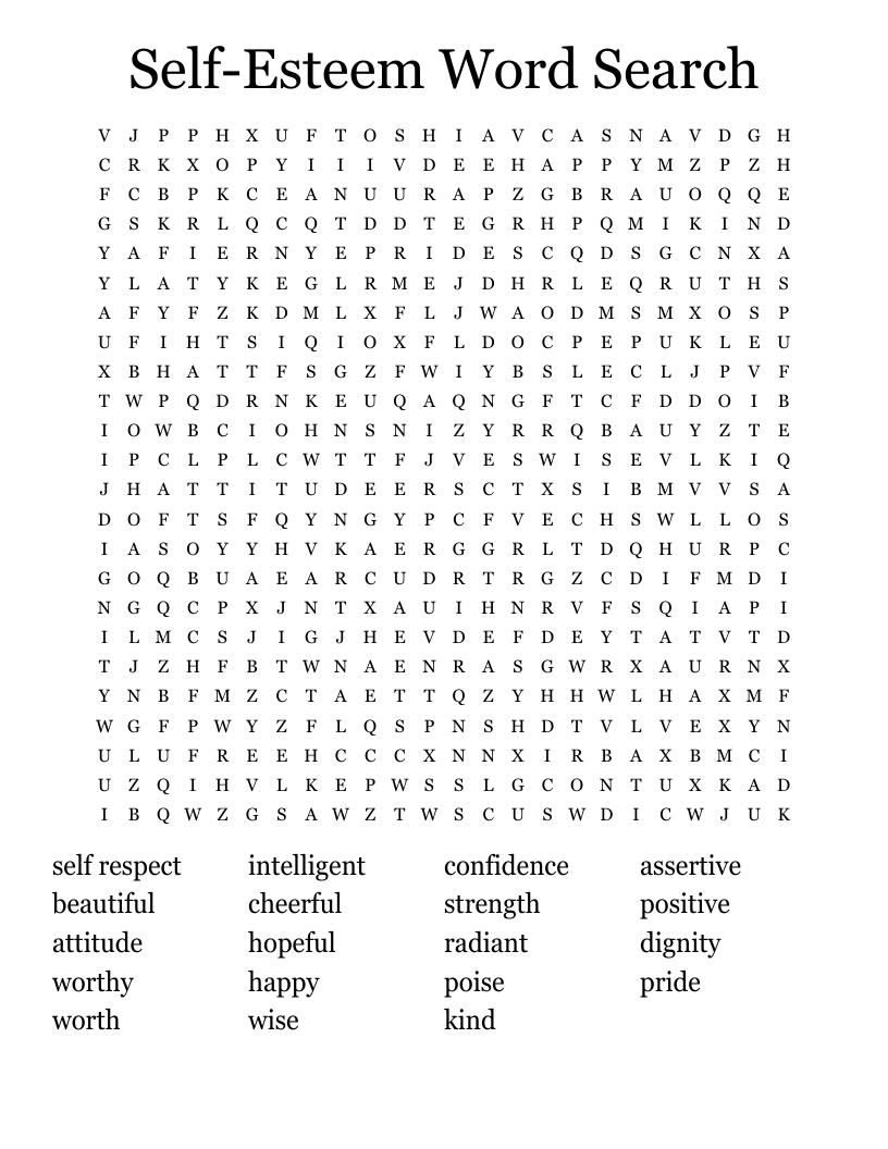 Self-Esteem Word Search