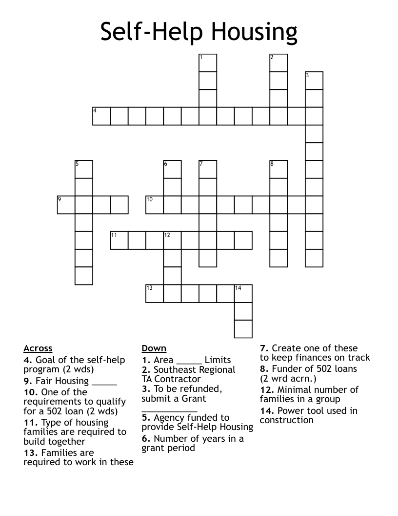 Self-Help Housing Crossword