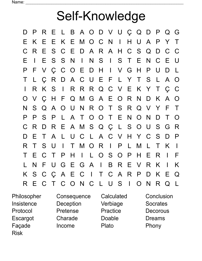 Self-Knowledge Word Search
