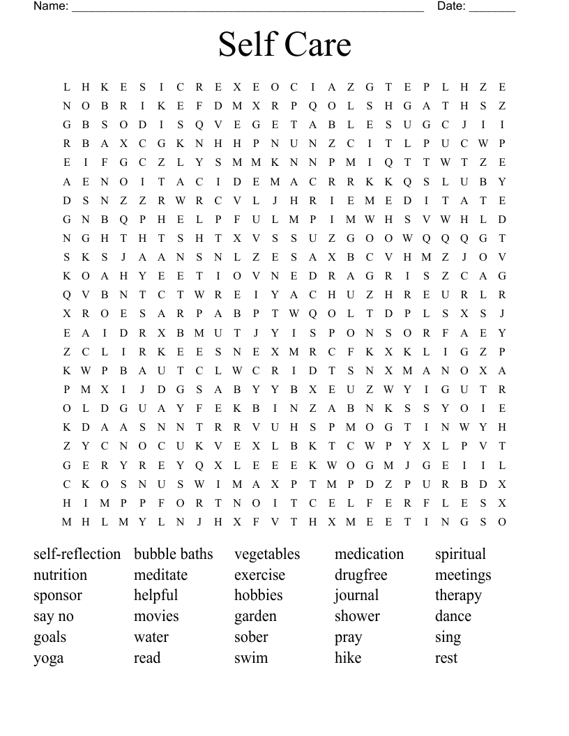 Self Care Word Search