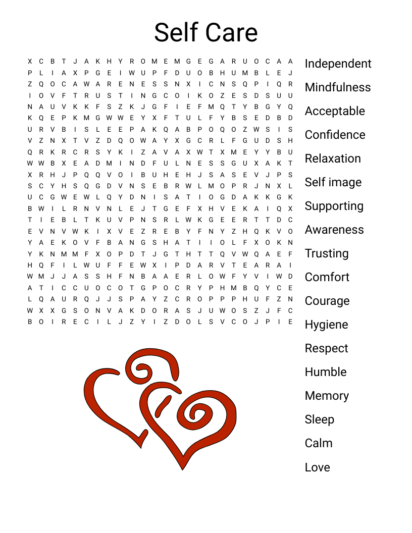 Self Care Word Search