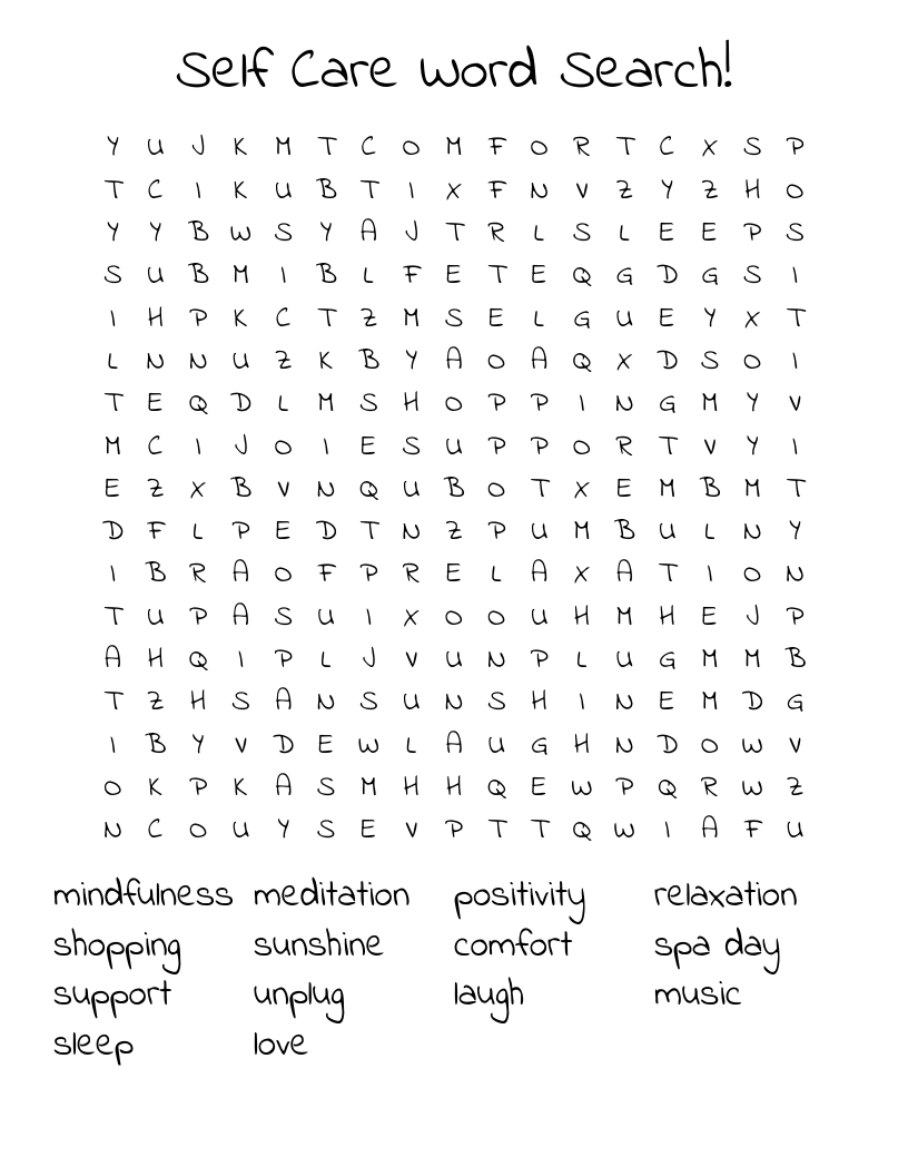 Self Care Word Search!