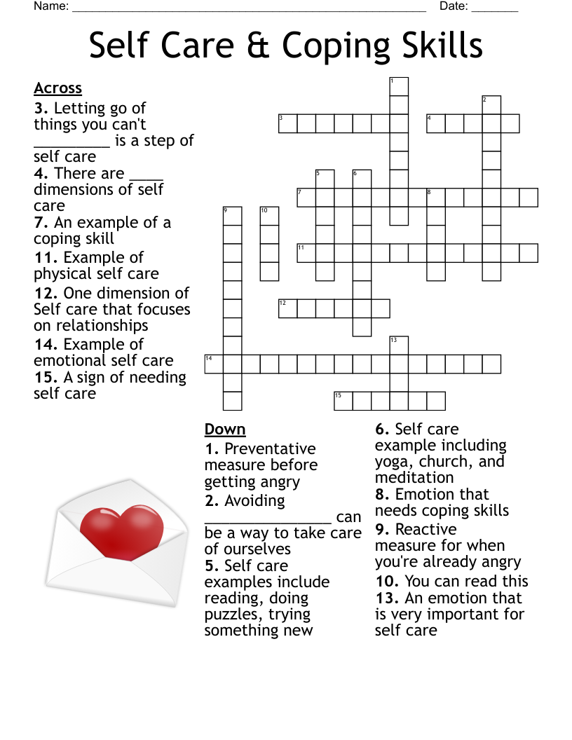 Self Care & Coping Skills Crossword