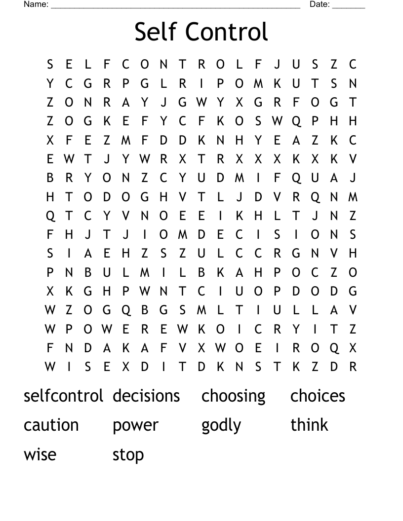 Self Control Word Search