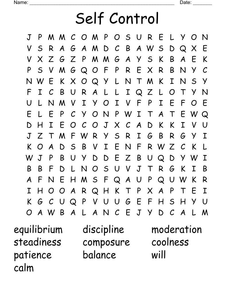 Self Control Word Search