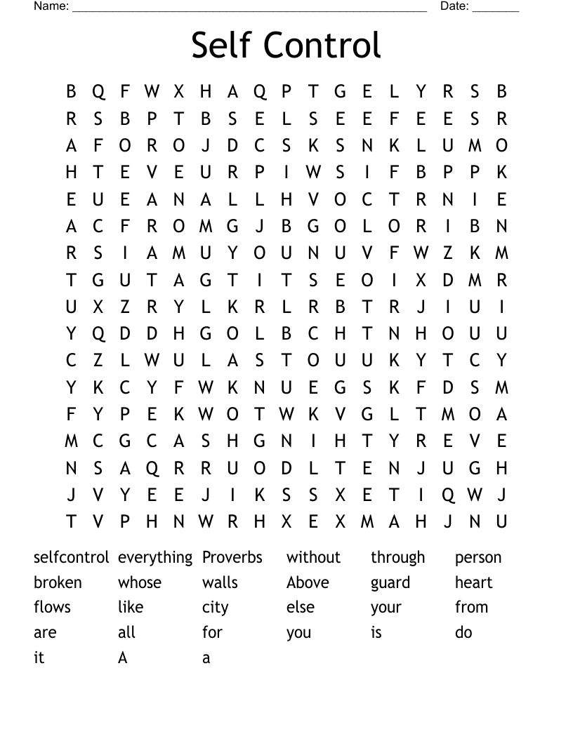 Self Control Word Search
