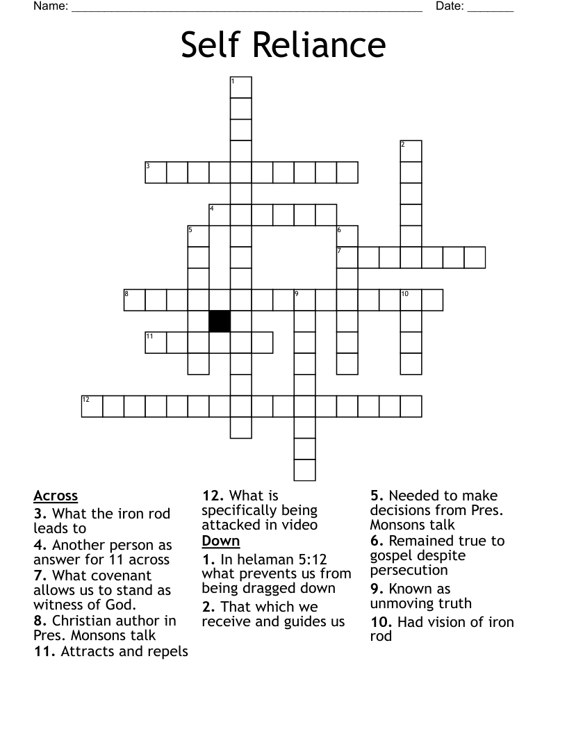 Self Reliance Crossword