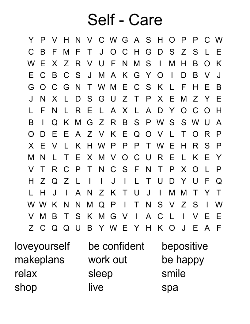 Self - Care Word Search