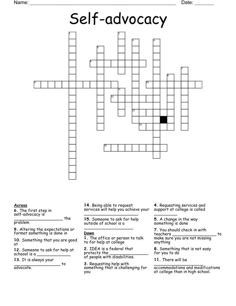 Self-advocacy  Crossword