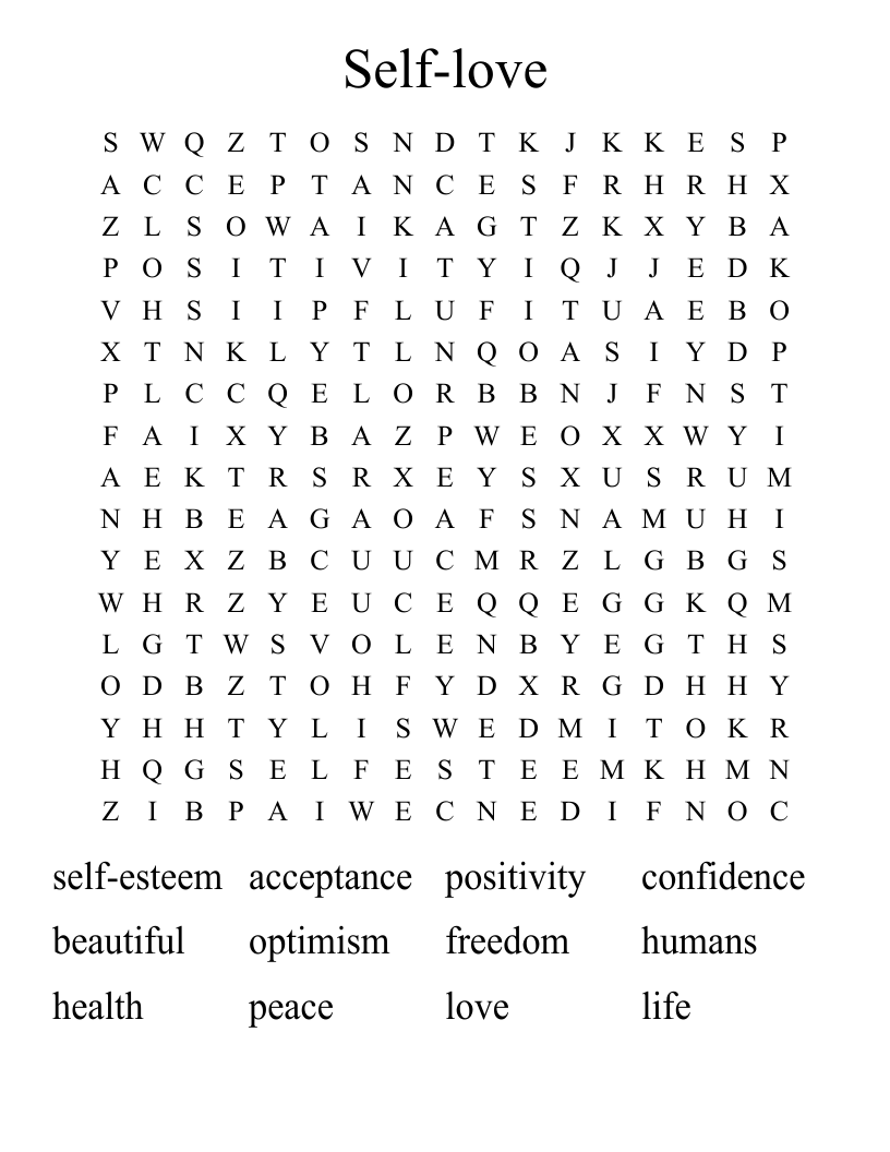 Self-love Word Search