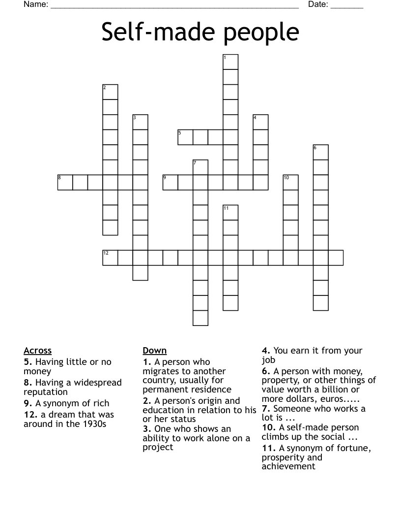 Self-made people Crossword