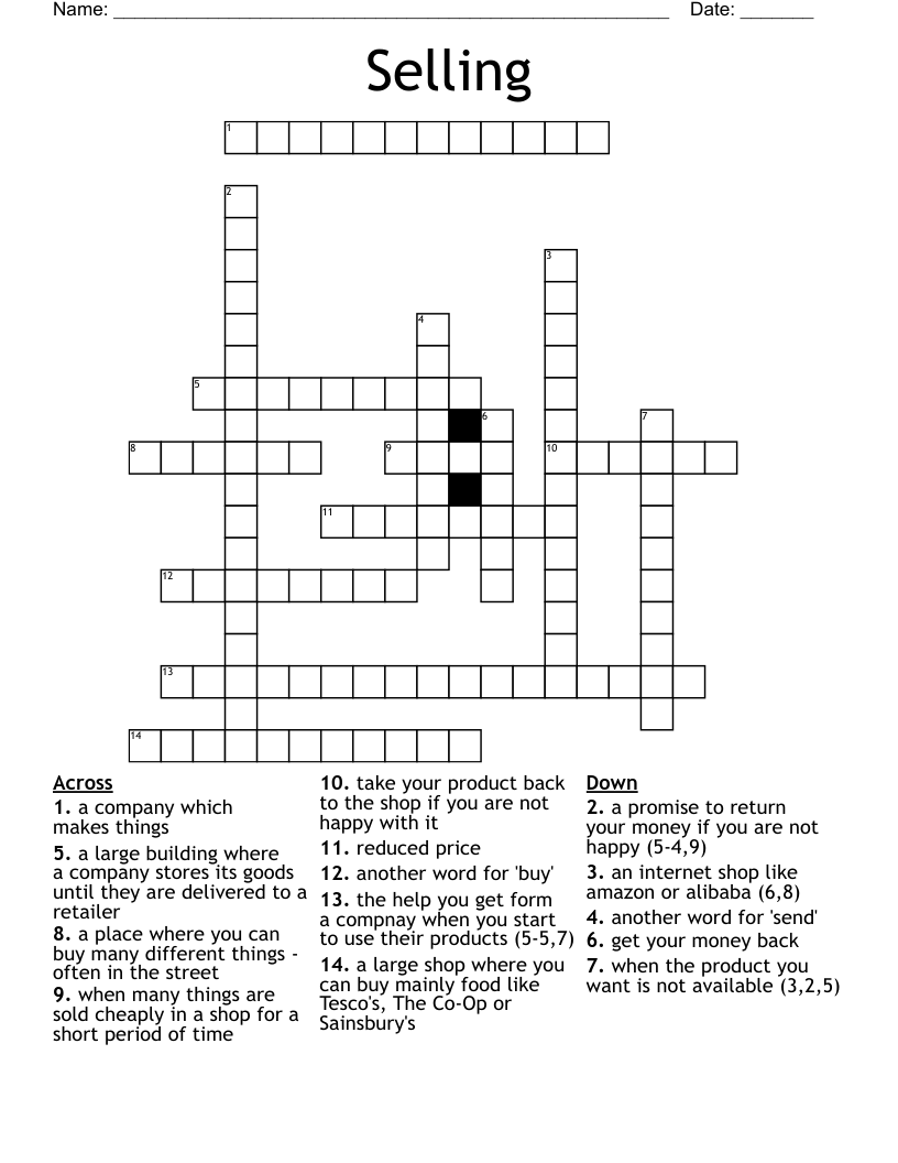 Selling Crossword
