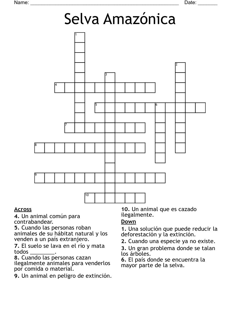 Selva Amazónica Crossword