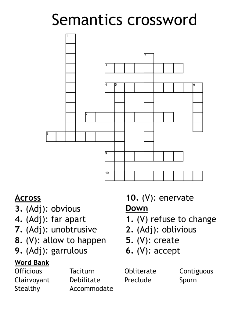 Semantics crossword 