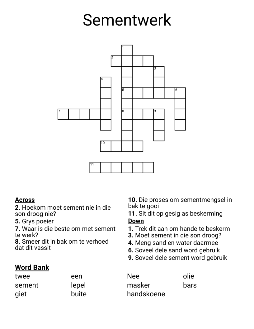 Sementwerk Crossword