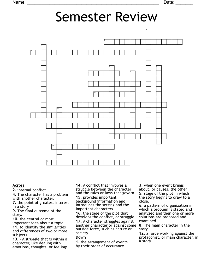 Semester Review Crossword