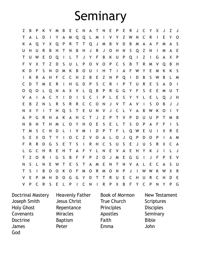Seminary Word Search