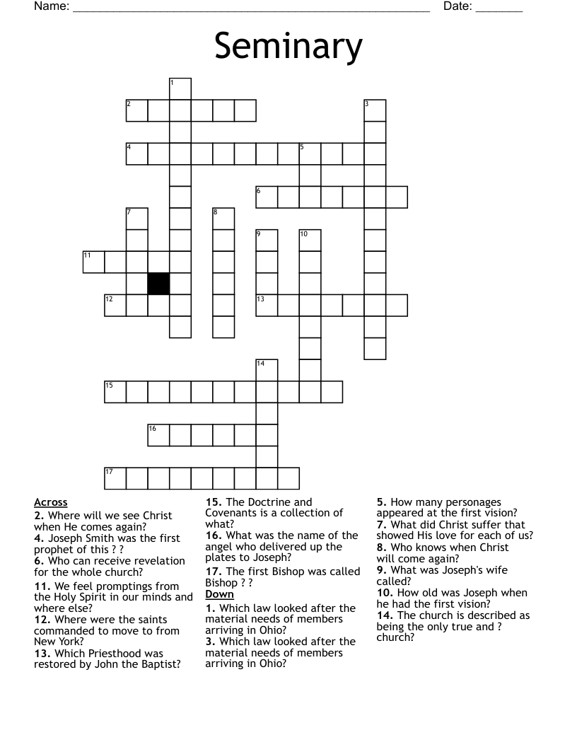 Seminary Crossword