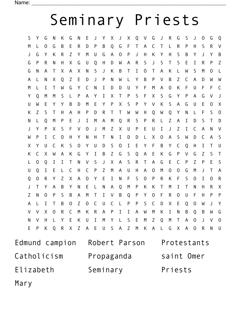 Seminary Priests Word Search