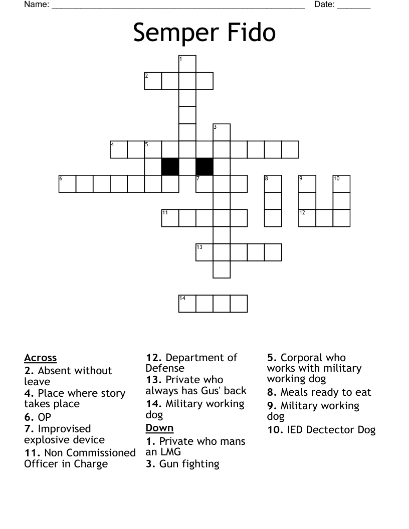 Semper Fido Crossword